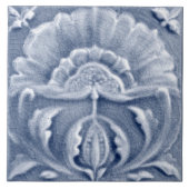 Art Nouveau Blauw Bloemen Antiek Kijk Tegeltje (Voorkant)