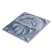 Art Nouveau Blauw Bloemen Antiek Kijk Tegeltje (Zijkant)