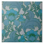  Art Nouveau Blauw Bloempatroon Tegeltje (Voorkant)