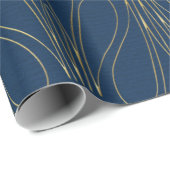 Art Nouveau. Blauw. Cadeaupapier (Rol Hoek)