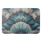 Art Nouveau Blauw en Zilver Fans Badmat (Voorkant)