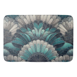 Art Nouveau Blauw en Zilver Fans Badmat