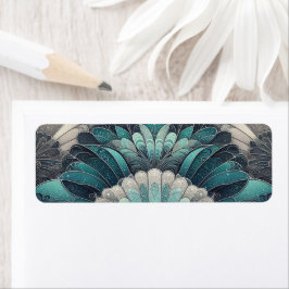 Art Nouveau Blauw en Zilver Fans Etiket