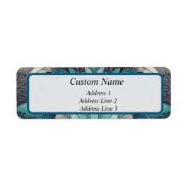 Art Nouveau Blauw en Zilver Fans Etiket