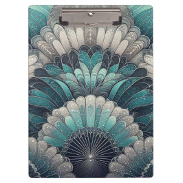 Art Nouveau Blauw en Zilver Fans Klembord