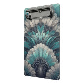 Art Nouveau Blauw en Zilver Fans Mini Klembord (Angled2)