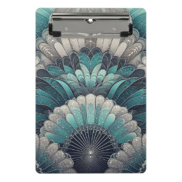 Art Nouveau Blauw en Zilver Fans Mini Klembord