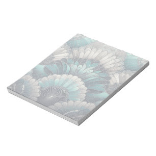 Art Nouveau Blauw en Zilver Fans Notitieblok