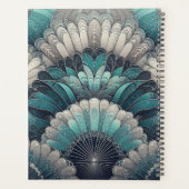 Art Nouveau Blauw en Zilver Fans Planner (Achterkant)