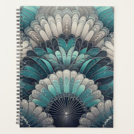 Art Nouveau Blauw en Zilver Fans Planner