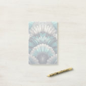 Art Nouveau Blauw en Zilver Fans Post-it® Notes (Op bureau)