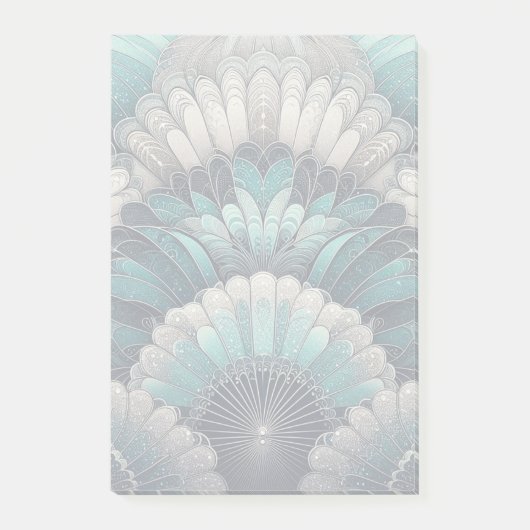 Art Nouveau Blauw en Zilver Fans Post-it® Notes (Voorkant)
