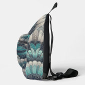 Art Nouveau Blauw en Zilver Fans Sling Bag (Rechts)