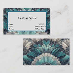 Art Nouveau Blauw en Zilver Fans Visitekaartje