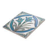 Art Nouveau Blauw Gestileerde Lelie Tegeltje (Zijkant)