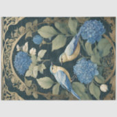 Art Nouveau Blauw Hydrangea Tortelduifjes Ephemera Tissuepapier (Voorkant)