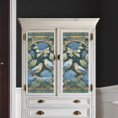 Art Nouveau Blauw Hydrangea Tortelduifjes Ephemera Tissuepapier