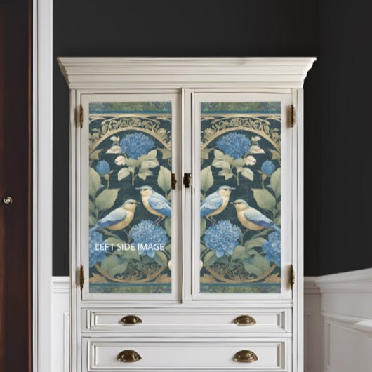 Art Nouveau Blauw Hydrangea Tortelduifjes Ephemera Tissuepapier