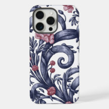 Art Nouveau Blauw Roze iPhone 15 Pro Max Hoesje