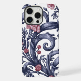 Art Nouveau Blauw Roze iPhone 15 Pro Max Hoesje