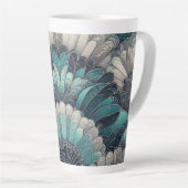  Art Nouveau Blauw Zilver Fans Latte Mok (Rechterhoek)