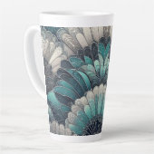 Art Nouveau Blauw Zilver Fans Latte Mok (Linkerhoek)