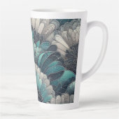  Art Nouveau Blauw Zilver Fans Latte Mok (Rechts)