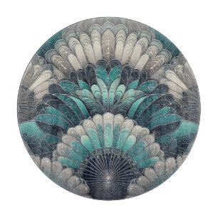  Art Nouveau Blauw Zilver Fans Snijplank