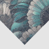  Art Nouveau Blauw Zilver Fans Tissuepapier (Detail)