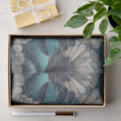  Art Nouveau Blauw Zilver Fans Tissuepapier (Geschenk)