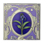 Art nouveau blauwe bel bloemenpatroon tegeltje (Voorkant)