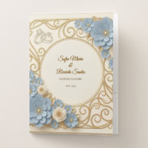Art Nouveau Blauwe Bloem Bruiloftsplanner