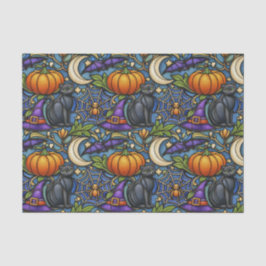 Art Nouveau Blauwe Halloween Tissuepapier