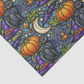 Art Nouveau Blauwe Halloween Tissuepapier (Detail)