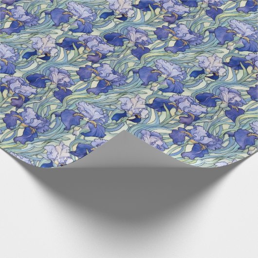 Art Nouveau blauwe iris Cadeaupapier (Hoek)
