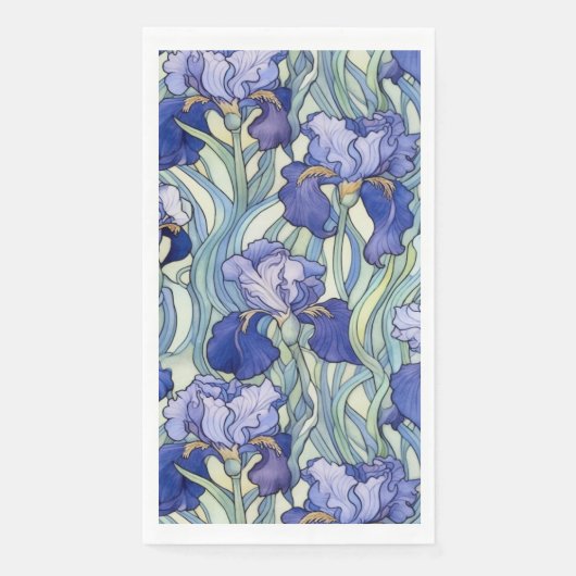 Art Nouveau blauwe iris servetten (Voorkant)