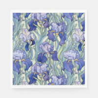 Art Nouveau blauwe iris servetten