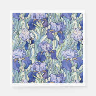 Art Nouveau blauwe iris servetten