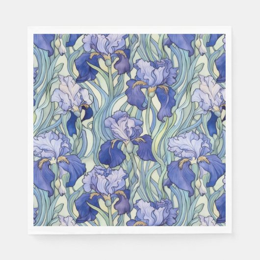 Art Nouveau blauwe iris servetten (Voorkant)