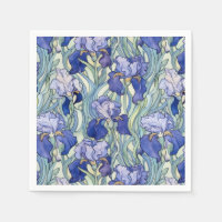 Art Nouveau blauwe iris servetten