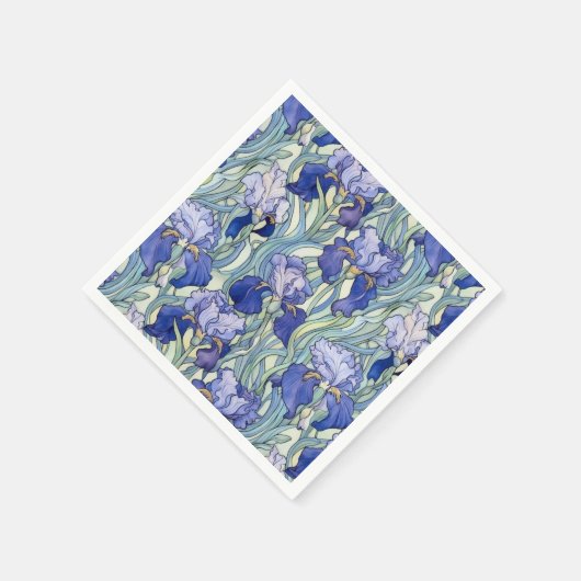 Art Nouveau blauwe iris servetten (Hoek)
