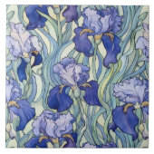 Art Nouveau blauwe iris Tegeltje (Voorkant)