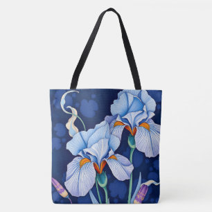 Art Nouveau Blauwe Iris Tote Bag