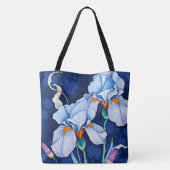 Art Nouveau Blauwe Iris Tote Bag (Achterkant)
