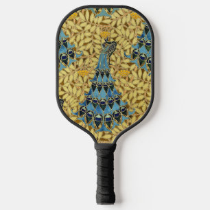 Art Nouveau Blauwe Pauw Bloemmotief Antiek Pickleball Paddle
