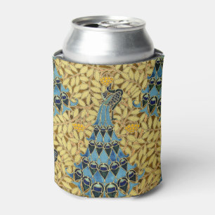 Art Nouveau Blauwe Pauw Bloempatroon Antiek Blikjeskoeler