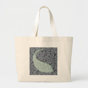 Art Nouveau Blauwe Pauwprint Verneuil Grote Tote Bag