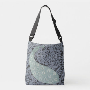 Art Nouveau Blauwe Pauwprint Verneuil uit het verl Crossbody Tas
