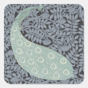 Art Nouveau Blauwe Pauwprint Verneuil uit het verl Vierkante Sticker