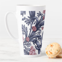 Art Nouveau Blauwe Roze Latte Mok